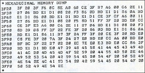 dump mémoire hexadécimal