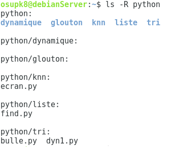 ls -R python